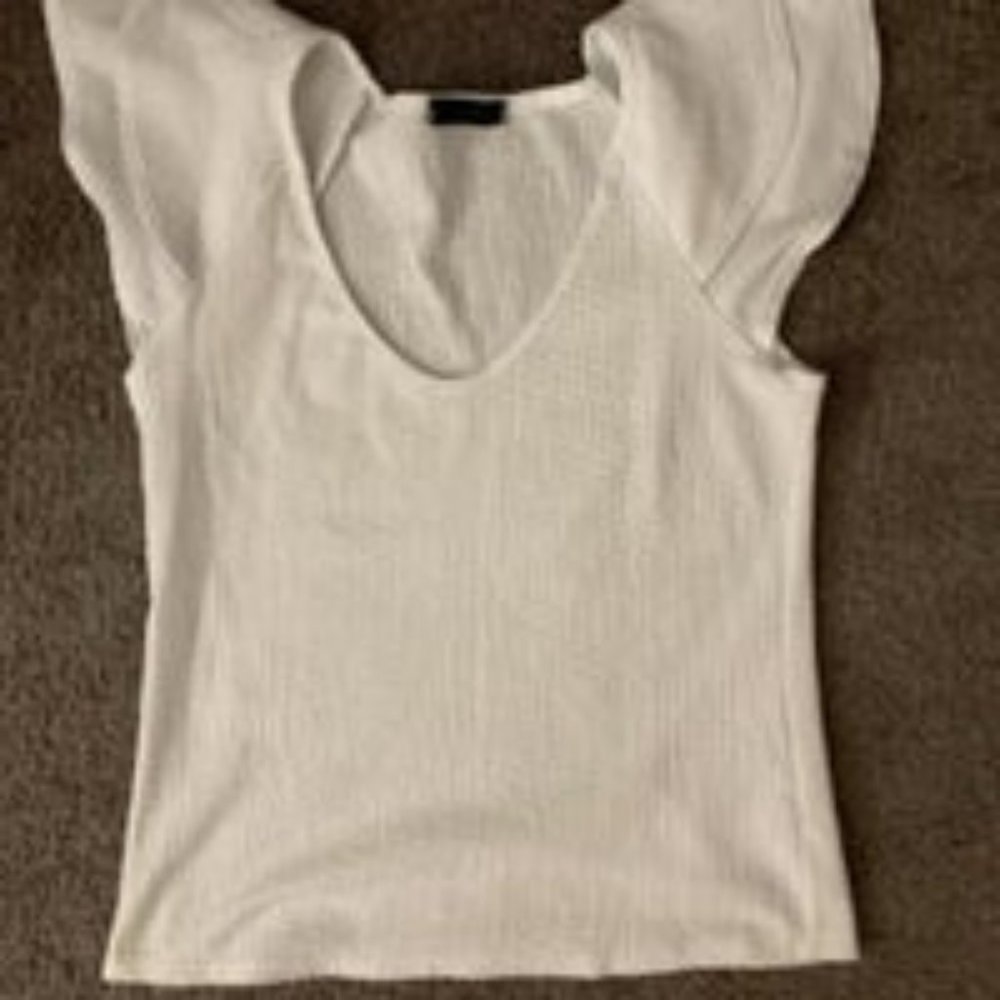 SAINTS White Ruffled Sleeveless Top--Small